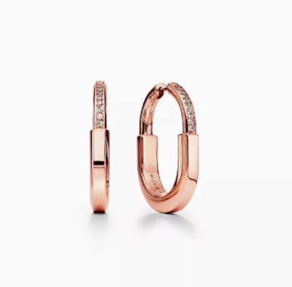 Picture of Tiffany Lock series earrings 18K rose gold with diamonds, medium size